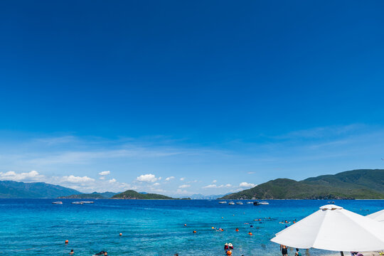 Hon Mun Island at Nha Trang Bay, Vietnam. Beautiful ocean landscape in Nha Trang, Vietnam