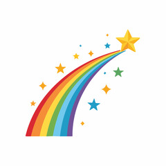 Fototapeta premium Rainbow with Shooting Star and Sparkles
