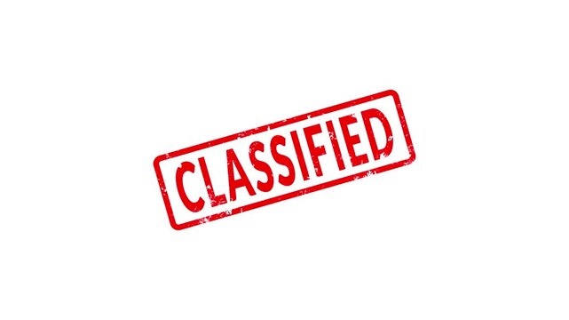 Red classified grunge rubber stamp seal overlay motion graphics animation