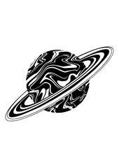 Abstract Ringed Planet Silhouette Vector Illustration © Abdul Rahim