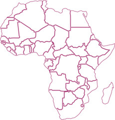 Simplified red outline map of africa continent © Mithun