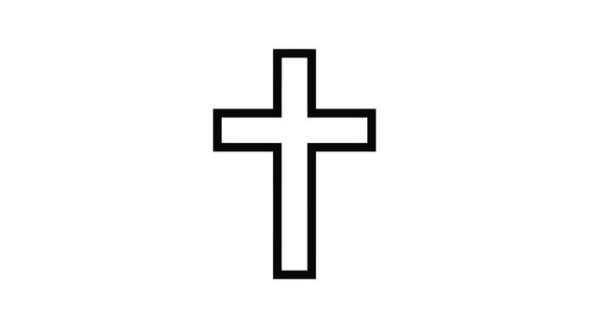 Minimalist black and white christian cross vector graphic illustration isolated on a clean white background