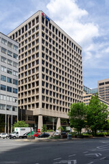 Naklejka premium Toronto, Ontario, Canada - June 2, 2026: The building of the Princess Margaret Cancer Centre, part of the University Health Network (UHN) on University Avenue in Toronto, Ontario, Canada. UHN is reco