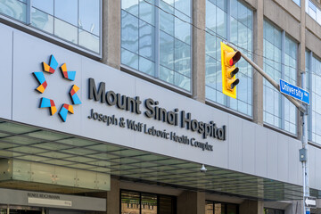 Naklejka premium Toronto, ON, Canada - June 2, 2026: Mount Sinai Hospital Joseph and Wolf Lebovic Health Complex in Toronto, Canada. Mount Sinai Hospital (MSH) is a hospital and is part of Sinai Health.
