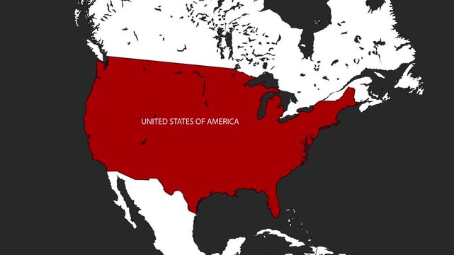Animated world map zooming into the United States and Las Vegas with airplane travel concept. Tourism, aviation, logistics, travel presentation, and geographic infographic