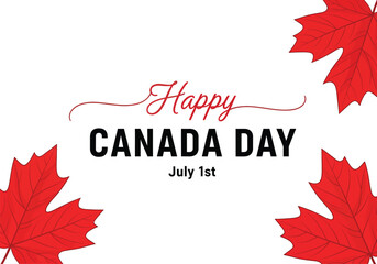 Happy canada day vector illustration with maple leaves and festive typography for july 1st © ABU