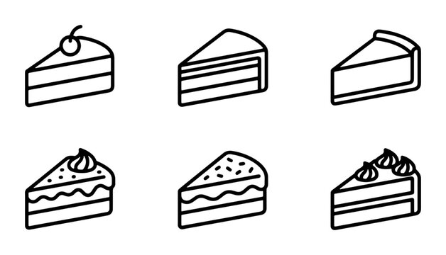 Sweet Slices Vector Icons: Cake Pieces Collection, Dessert Food Graphics, Celebration Treats