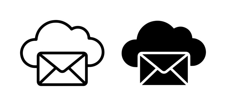 Cloud Email Icons, Digital Mailbox Symbol, Online Messaging Service, Communication Technology