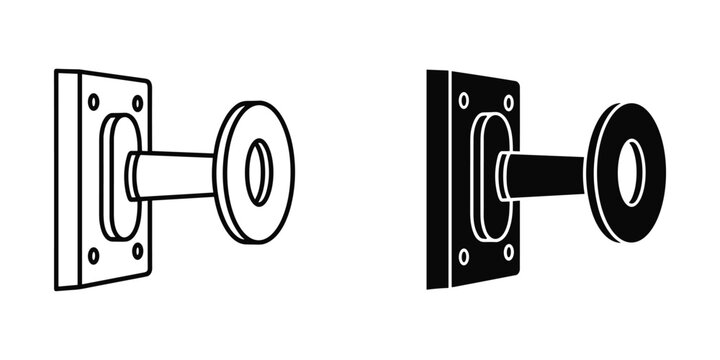 Door knob mechanism with keyhole in outline and solid fill for security concepts
