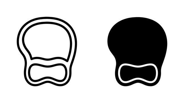 Ergonomic Mouse Pad Icons, Wrist Support Design, Computer Accessory Vector Graphics, Black and White Outline
