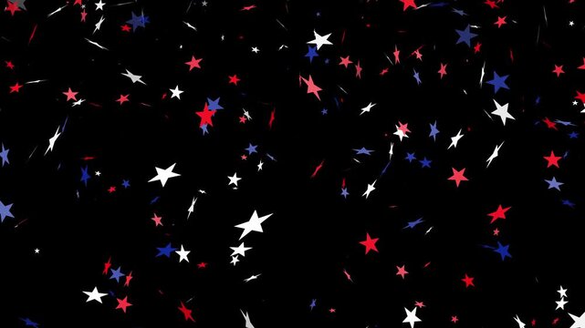 American red white blue star particles celebration overlay motion graphic