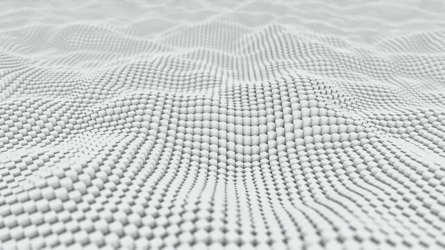 White cubes wave pattern background 3d animation in a seamless loop 4k