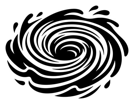 Water whirlpool vortex with splashing waves in dynamic graphic style