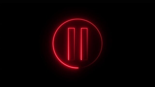 Video, audio neon play button icon animation. glowing play button animation. Mouse clicking video play and pause button with chroma key, screen and alpha channel 4k