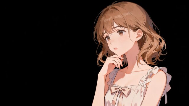 Anime girl with hand on chin