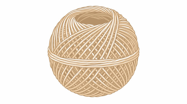 Natural Sisal Twine Ball for Craft Packaging, Sustainable Shipping Concept - Minimalist Flat Vector