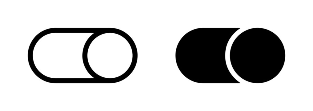 Toggle Switch Icons, On Off Control Buttons, Simple Vector Elements for UI Design