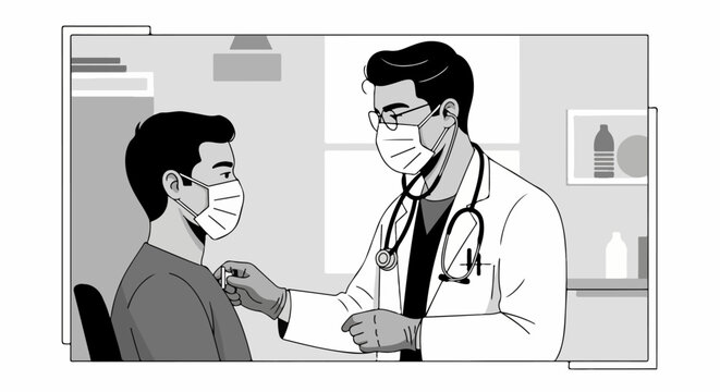 Doctor Giving Patient Flu Vaccine.