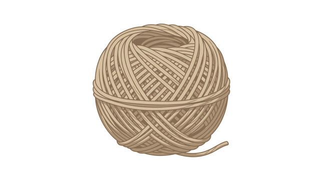 Natural Hemp Fiber String Ball for Crafting, Sustainable Art Supplies Concept - Minimalist Flat Vector