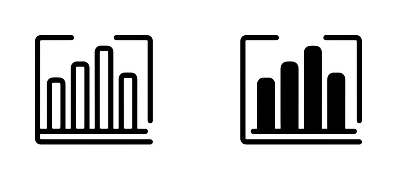 Bar Chart Icons, Data Visualization Symbols, Business Growth Graphics, Analysis and Statistics Vector Set