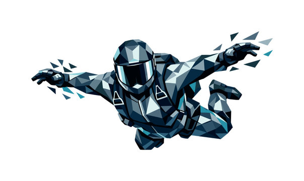 skydiver spin fall, the setup phase with the skydiver exiting the plane with
