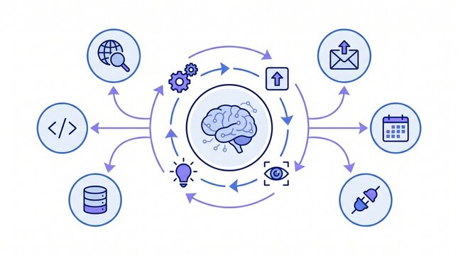 AI Agent Agentic Workflow Diagram for Autonomous Task Automation and Enterprise AI Presentation