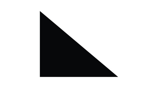 Right triangle shape in black and white a simple geometric form presented as a silhouette angular