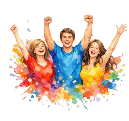 Obraz premium PNG Joyful celebration with colorful splashes.