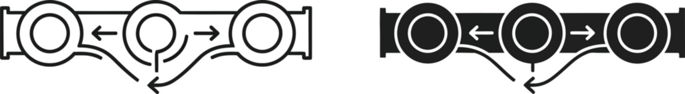 Two variations of a circular process flow diagram with arrows black and white