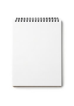 blank spiral notebook with white pages and metal spiral binding