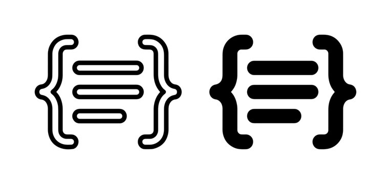 Code Brackets, Curly Braces, Programming Syntax Icons, Data Structure Symbols, Text Formatting Elements