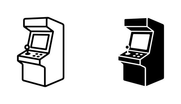 Retro Arcade Machine Icons, Vintage Game Cabinet Vector Graphics, Classic Entertainment Machine Symbols