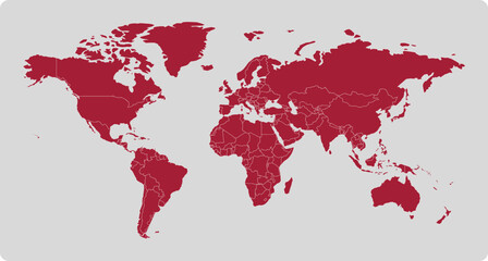 Modern World Map Atlas with detailed political country borders, suitable for ui and graphic projects. © Hesi