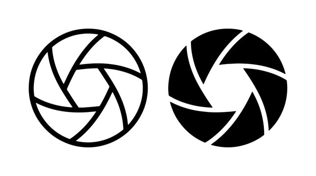 Camera Aperture Icons, Photography Diaphragm Symbols, Lens Blades, Visual Settings, Graphic Elements