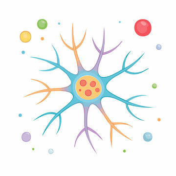 Colorful illustration of a neuron cell