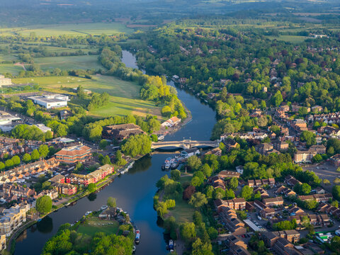 Caversham Bridge Reading Berkshire Aerial view Shot UK