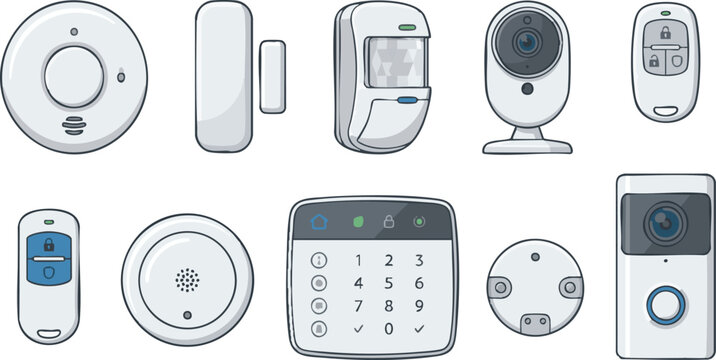 Home security system devices alarms sensors and keypad kit