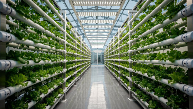 Ultra-Photorealistic Vertical Hydroponic Farming Greenhouse