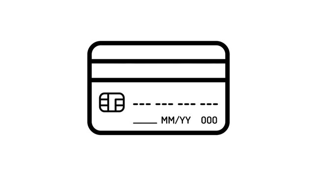 Credit Card Icon - Simple Line Art Vector Illustration