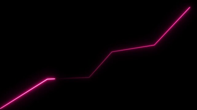 glowing Neon Business chart icon isolated . business chart growth concept black background. Zigzag up right arrow color. red color 