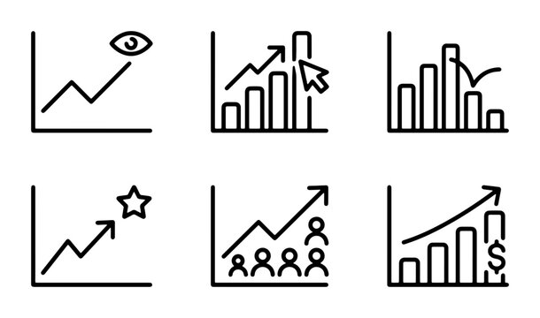 Business Growth Icons: Analytics, Performance, Success, Strategy, Data Visualization, Vector Set