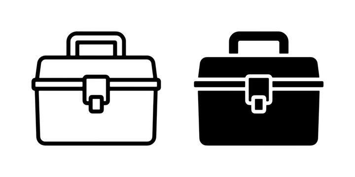 Toolbox Icon Set, Metal Container Vector Graphics, Workshop Storage Symbol, Repair Equipment Organizer