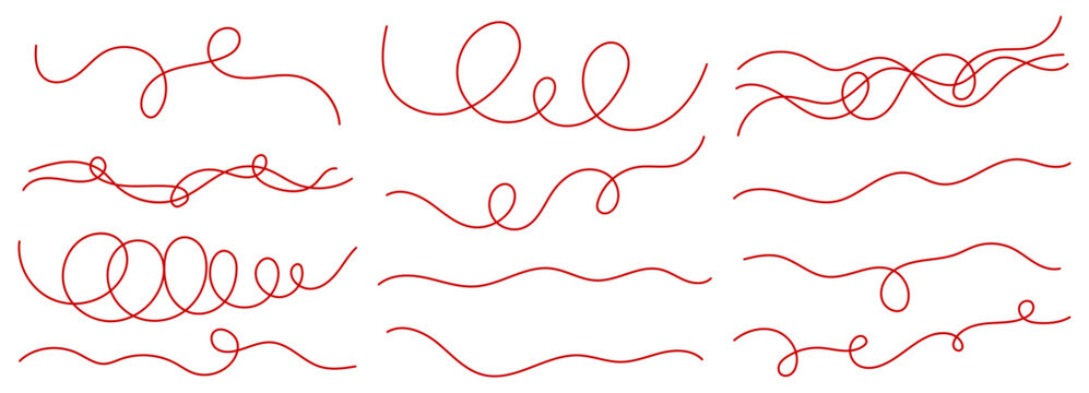 Curve long squiggle for wavy pattern set and line squiggly cable. Continuous horizontal graphic for bounce swirl curvy and hand vector tangle. Wire chaotic banner for wiggle thin organic.