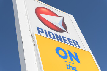 Obraz premium sign at Pioneer, a gas station chain, located here at 2317 St Clair Av W, Toronto