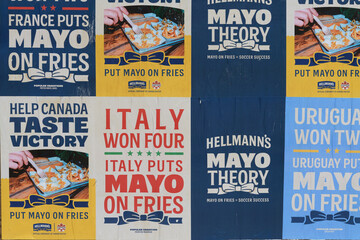 Naklejka premium Hellmann's Mayo street posters in Toronto (featuring World Cup soccer tournament theme)