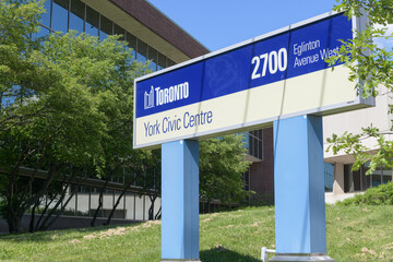 Naklejka premium sign outside York Civic Centre, a municipal gov office complex, located at 2700 Eglinton Av W, Toronto