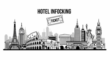 Fototapeta premium Hotel Infocking City Skyline Ticket.