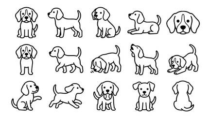 Fototapeta premium Collection of cute beagle puppies in various poses