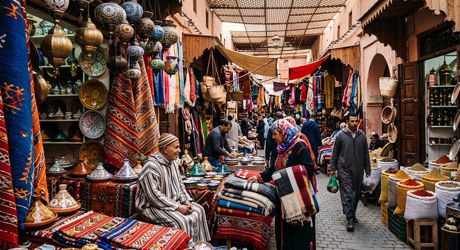 Traditional Moroccan Market in the Old Medina