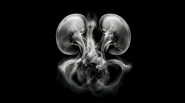 Renal X-ray. Intravenous urography (IVU) using contrast material, showing the kidneys, ureters, and bladder.